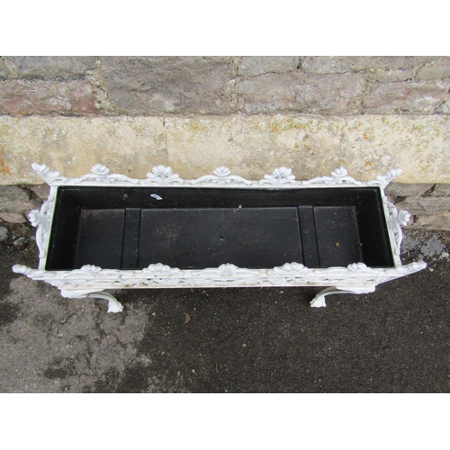 2101 - A Victorian style painted cast aluminium flower trough/planter with decorative pierced detail, raise... 