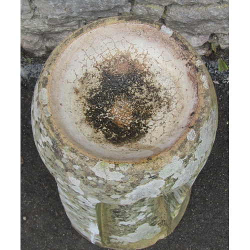 2108 - A weathered Fawcett Down Draught Preventing chimney Pot, of tapered and moulded cylindrical form wit... 