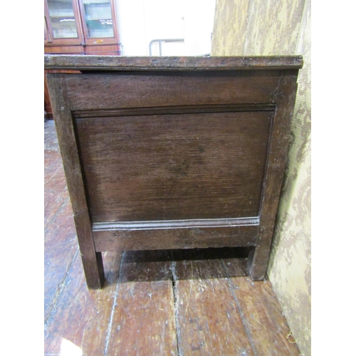 2595A - An 18th century oak panelled coffer with plank top