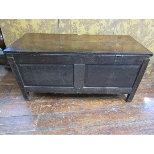 2595A - An 18th century oak panelled coffer with plank top