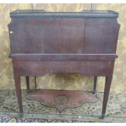 2611 - A good quality 19th century French cylinder top bureau in rosewood with cornucopia, floral and lands... 