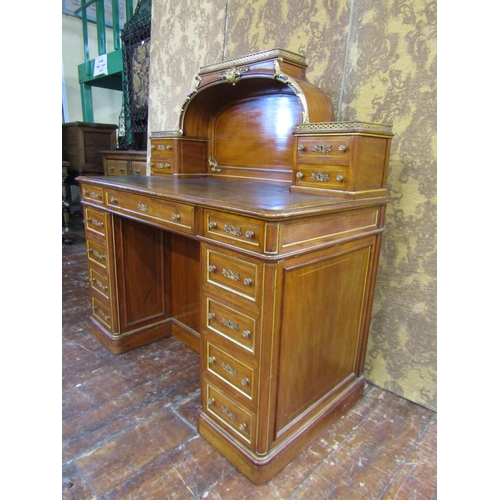 2613 - 19th century continental kneehole writing desk fitted with eleven graduated drawers with shaped gree... 