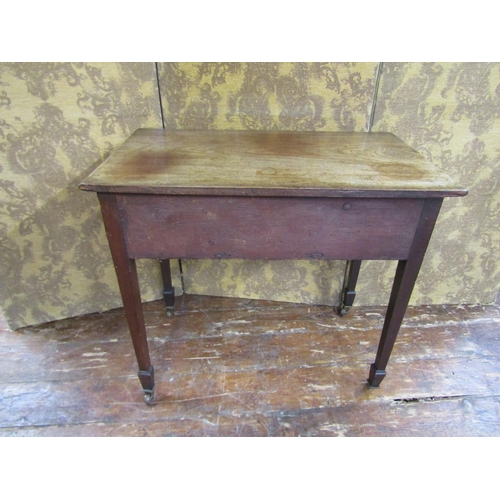 2629 - A Georgian low boy, mixed woods including fruitwood enclosing three frieze drawers on square taper l... 