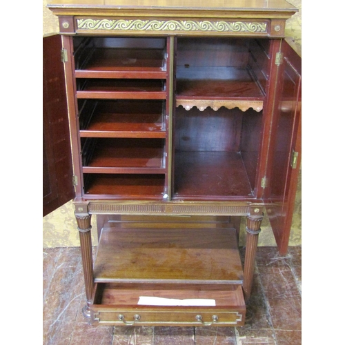 2631 - 19th century French mahogany cabinet on stand enclosed by a pair of panelled doors over an open fram... 