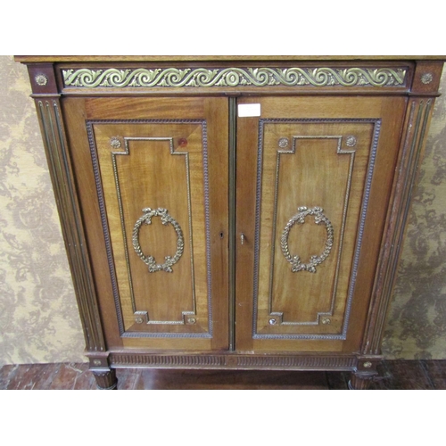 2631 - 19th century French mahogany cabinet on stand enclosed by a pair of panelled doors over an open fram... 