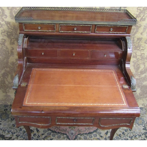 2632 - Late 19th century French ladies writing bureau, fall front, cylinder back enclosing further drawers ... 