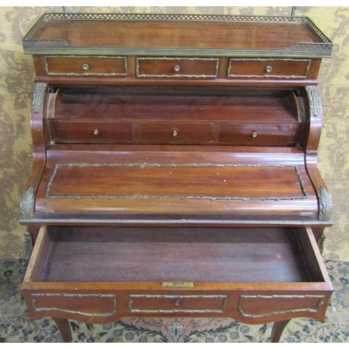 2632 - Late 19th century French ladies writing bureau, fall front, cylinder back enclosing further drawers ... 