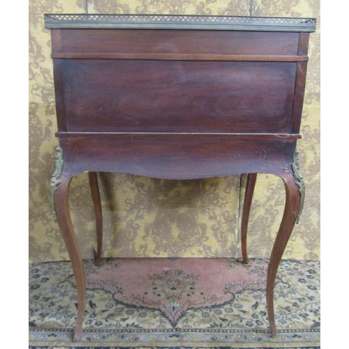 2632 - Late 19th century French ladies writing bureau, fall front, cylinder back enclosing further drawers ... 