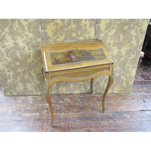 2633 - 19th century French Kingwood ladies writing bureau with fall flap raised on cabriole supports, hand ... 