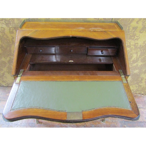 2633 - 19th century French Kingwood ladies writing bureau with fall flap raised on cabriole supports, hand ... 