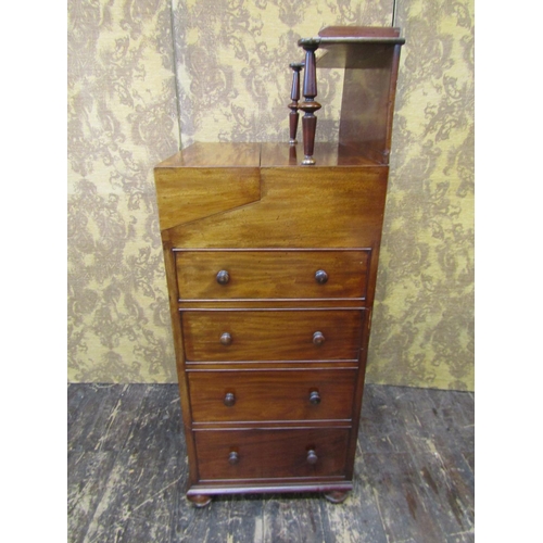 2635 - A Regency mahogany davenport of unusual form, the fold over top revealing a writing surface and thre... 