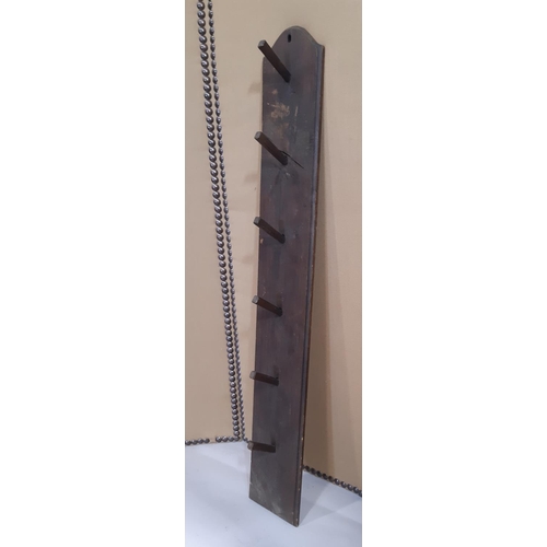 2246 - 19th century oak six peg hat rack, 117cm long x 17cm wide