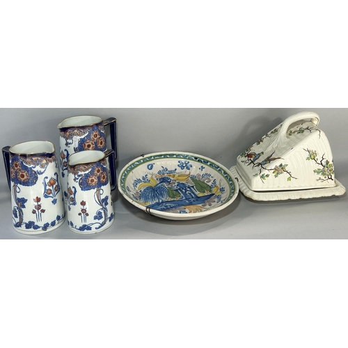 1159A - Mixed china including three graduated Royal Doulton jugs with art nouveau detail, a Lozel ware squar... 