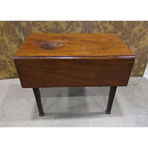 2215 - A 19th century mahogany Pembroke table with frieze drawer and shaped apron, raised on square tapered... 