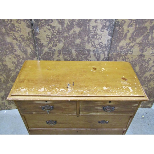 2217 - A late Victorian pine bedroom chest of two long and two short graduated drawers, set on a plinth wit... 