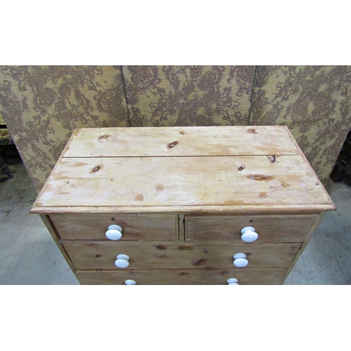 2218 - A Victorian stripped pine bedroom chest of three long and two short graduated drawers, 106cm wide x ... 