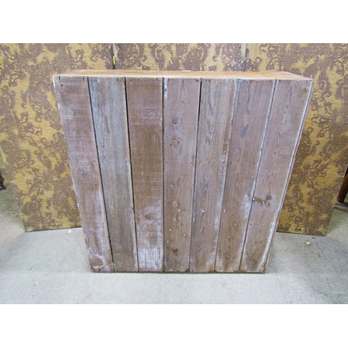 2228 - A Victorian stripped pine side cupboard enclosed by a pair of rectangular panelled doors, 102cm x 33... 