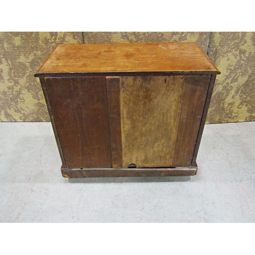 2253 - A Victorian mahogany panelled cupboard of small dimensions enclosed by two panelled doors, 66cm long... 