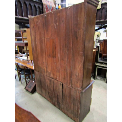 2263 - 19th century mahogany shop cabinet, the lower section enclosed by nine drawers, the upper section by... 