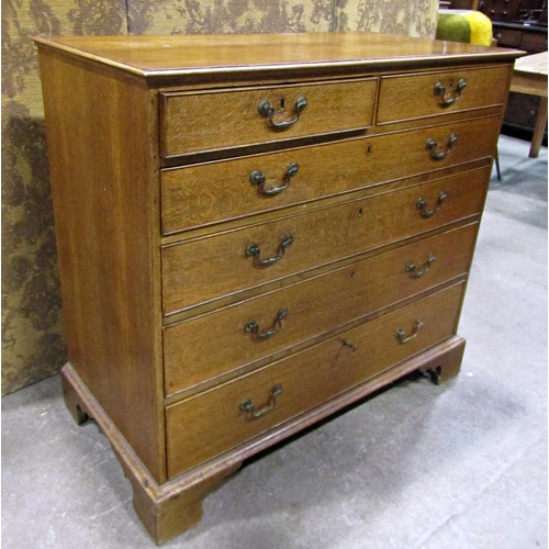 2269 - A Victorian mahogany chest of four long and two short drawers on bracket supports and brass swan nec... 