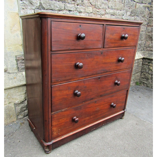 2274 - A Victorian mahogany chest of three long and two short drawers 120 cm wide