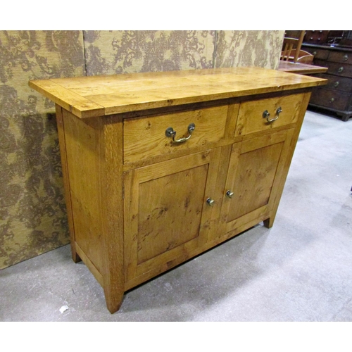 2278 - A good quality contemporary oak side cupboard enclosed by two frieze drawers and two cupboard doors,... 