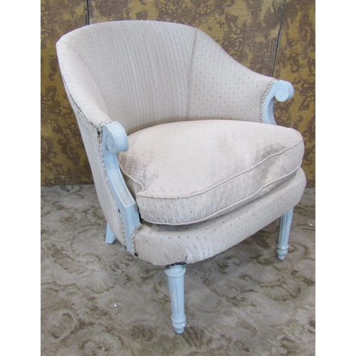 2331 - A small tub chair, the framework with painted finish and later upholstery