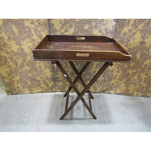 2336 - 19th century oak butlers tray with folding stand