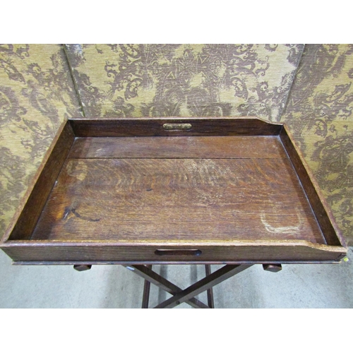 2336 - 19th century oak butlers tray with folding stand