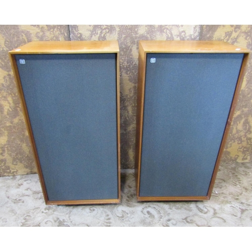 2337 - A pair of Mordaunt-Short freestanding hi-fi speakers in teak wood cabinets, model number MS700, seri... 