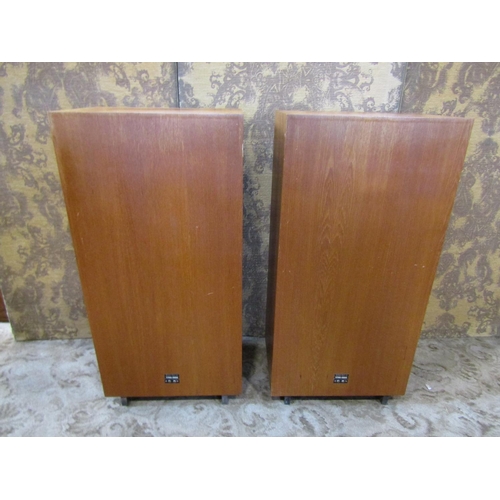 2337 - A pair of Mordaunt-Short freestanding hi-fi speakers in teak wood cabinets, model number MS700, seri... 