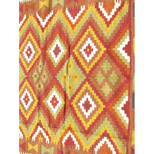 1671 - A Maimana Kilim, with interlocking stepped diamonds,195 x 120cm approx.