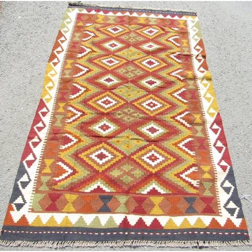 1671 - A Maimana Kilim, with interlocking stepped diamonds,195 x 120cm approx.