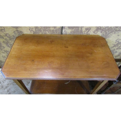 2295 - An Edwardian mahogany spider leg occasional table together with dressing tool with shaped supports a... 