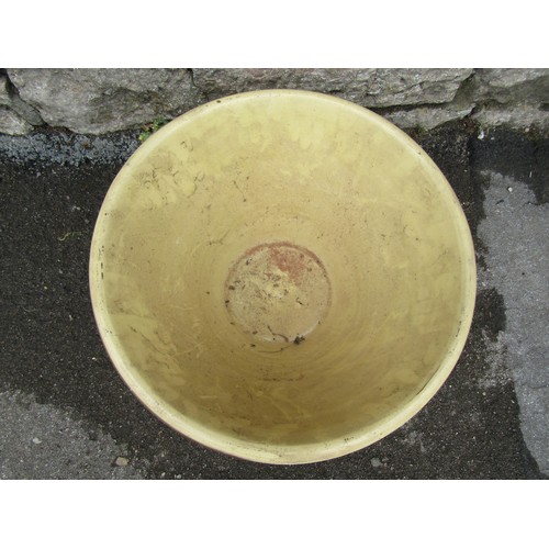 2126 - A terracotta dairy/preserving pan of circular tapered form with glazed interior 49 cm diameter x 28 ... 