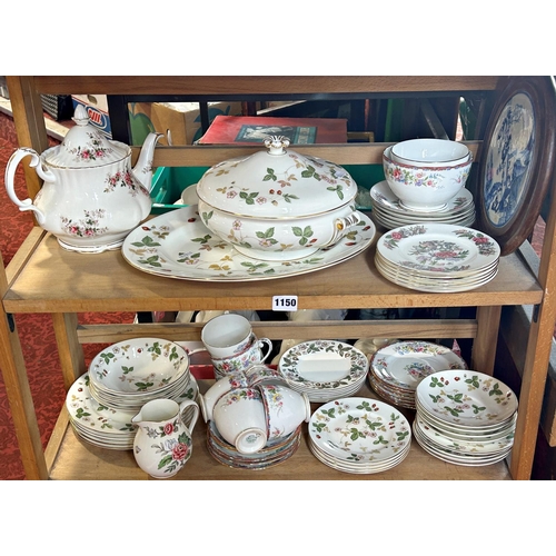 1150 - Mixed china to include a Royal Albert Lavender Rose pattern teapot, a quantity of Wedgwood Wild Stra... 