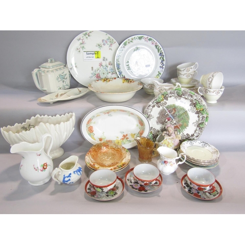 1119 - Two boxes of miscellaneous crockery, plates, butter dishes, cups and saucers, China figures, etc.