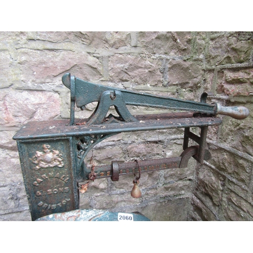 2060 - A set of Parnall & Sons Bristol cast iron sack scales, with decorative pierced back plate