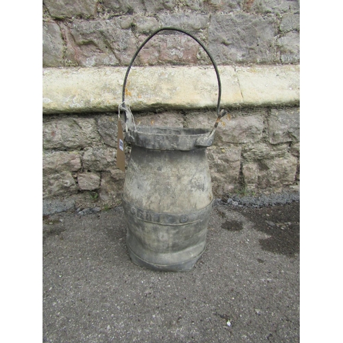 2075 - A small antique lead bucket/pail, with simple galvanised loop handle and banded detail, the main bod... 