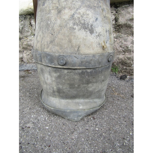 2075 - A small antique lead bucket/pail, with simple galvanised loop handle and banded detail, the main bod... 