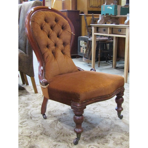 2327 - A Victorian mahogany drawing room chair with moulded show wood frame and serpentine seat