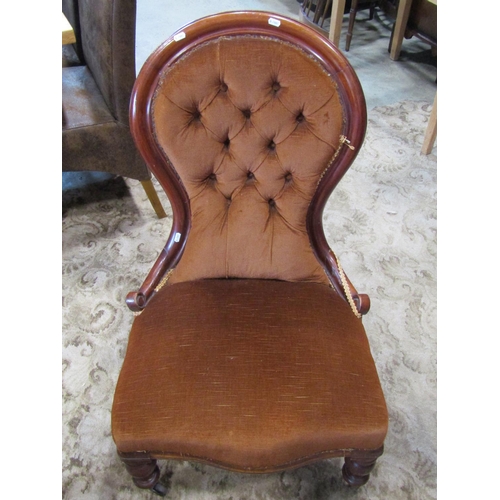 2327 - A Victorian mahogany drawing room chair with moulded show wood frame and serpentine seat