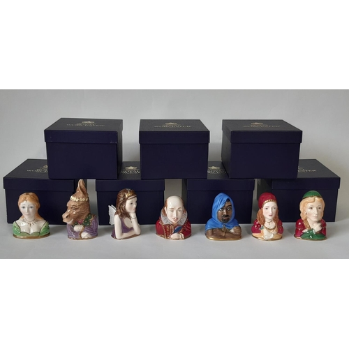 1133 - Seven boxed Royal Worcester Shakespeare Collection Candle Snuffers, comprising William Shakespeare, ... 