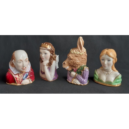 1133 - Seven boxed Royal Worcester Shakespeare Collection Candle Snuffers, comprising William Shakespeare, ... 