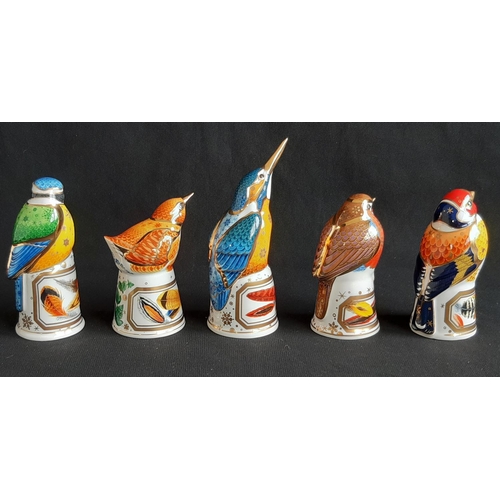 1117 - Five Royal Worcester Candle Snuffers comprising Robin, Goldfinch, Kingfisher, Bluetit and Wren all i... 