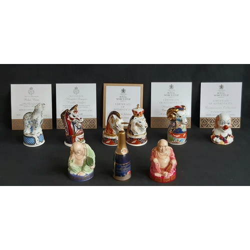 1112 - Eight boxed Royal Worcester Candle Snuffers depicting figures in a variety of styles including the f... 