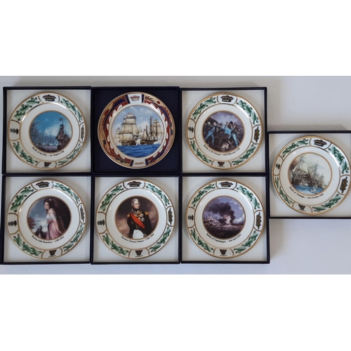 1105 - 10 pieces from the Royal Worcester Nelson Collection comprising 2 mugs, 1 china box and 7 coaster di... 