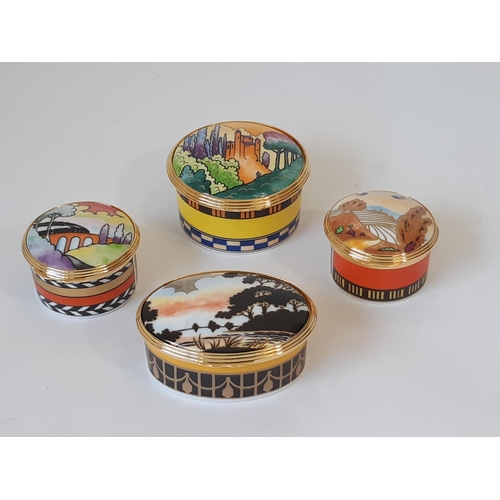 1162 - 12 boxed pieces from Royal Worcester Art Deco Collection comprising; china boxes- Swallows at Dusk, ... 