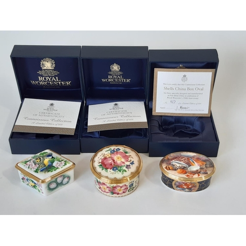 1163 - 14 Royal Worcester china trinket boxes most from the Connoisseur Collection including floral and wil... 