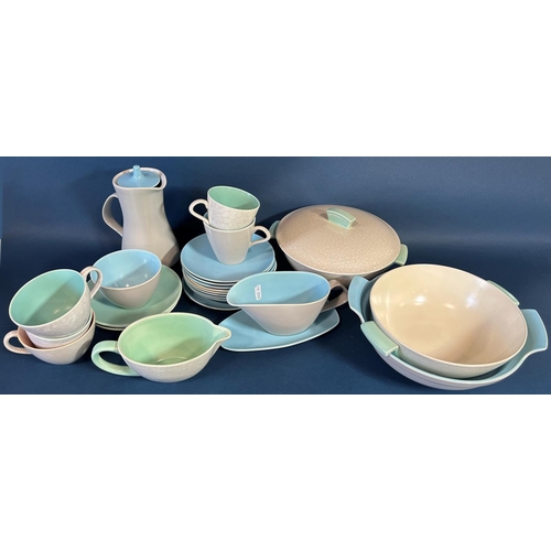 1121 - A collection of Poole table ware including tureens, plates in various sizes, cups, saucers, etc toge... 